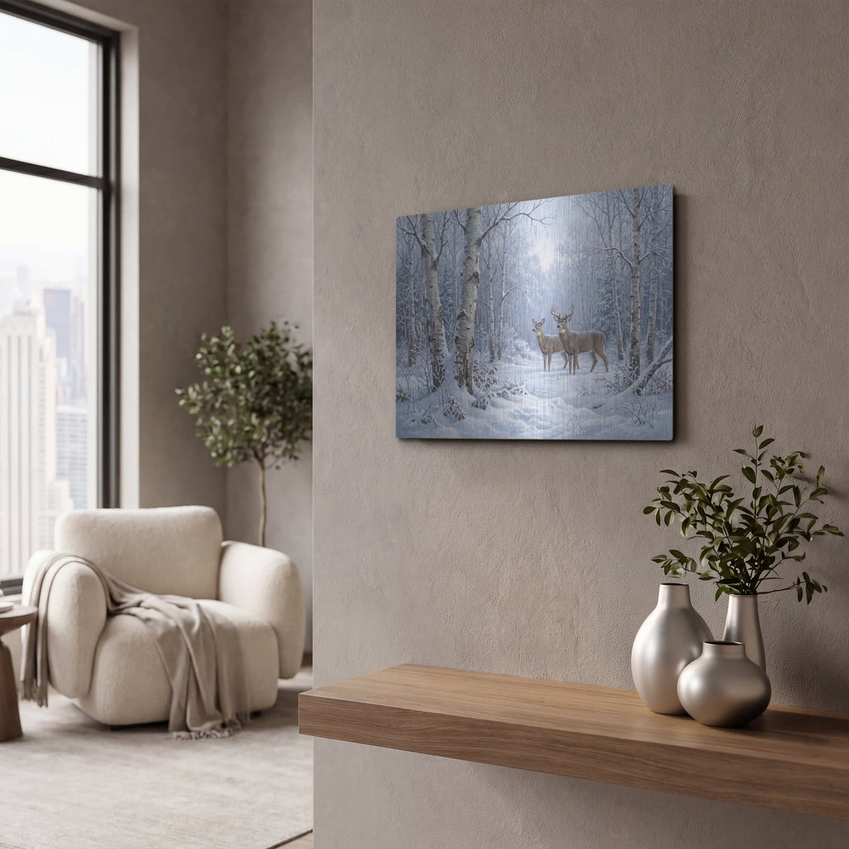 'Winter Birch' by Veve – Metal Wall Art, 16x12 room view
