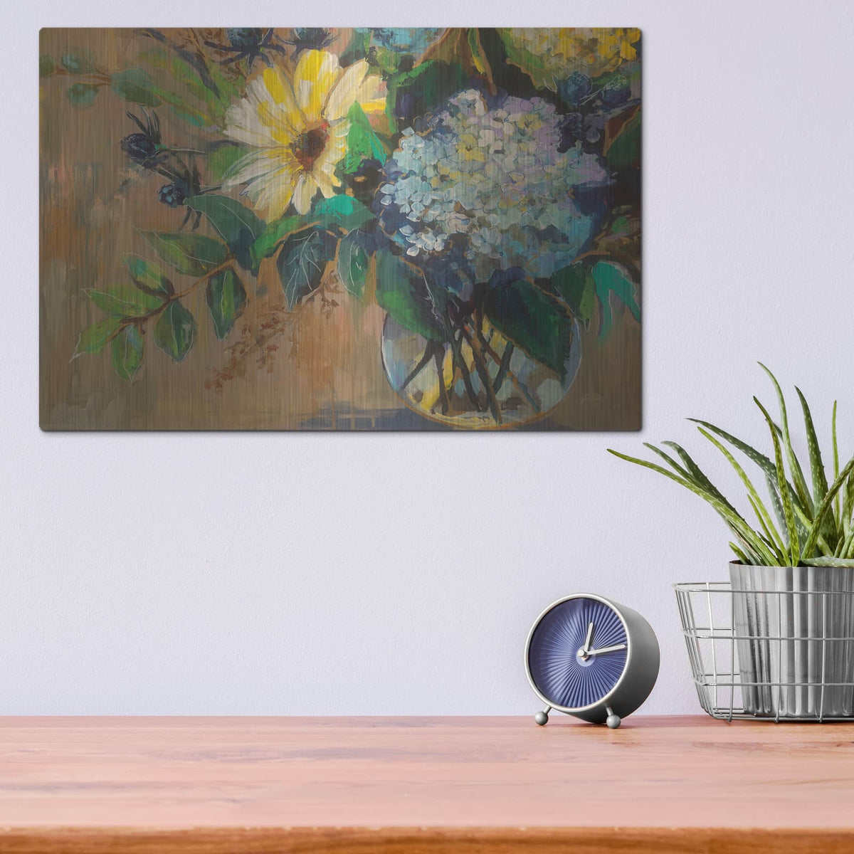 'Glass Floral' by Jeanette Vertentes – Metal Wall Art, 16x12 room view