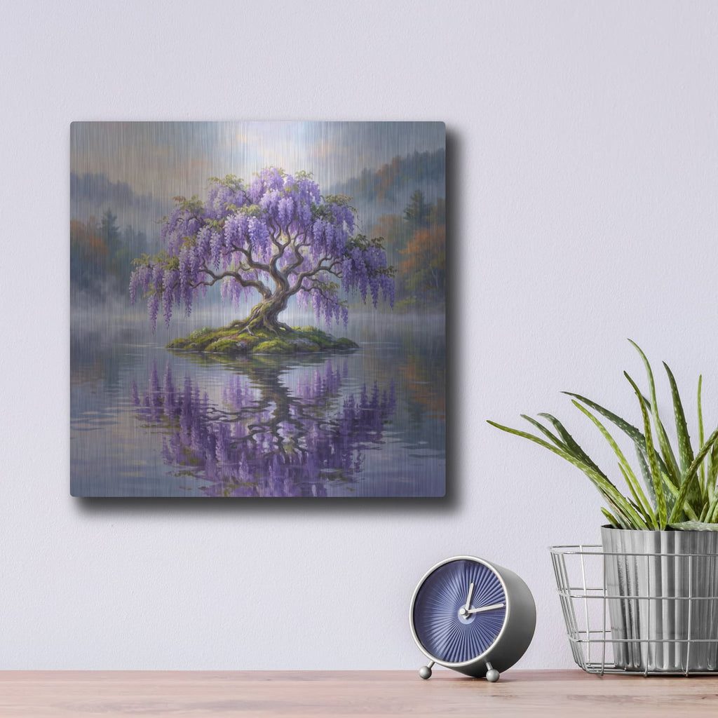 'Wisteria Reflections' by Veve – Metal Wall Art, 12x12 room view