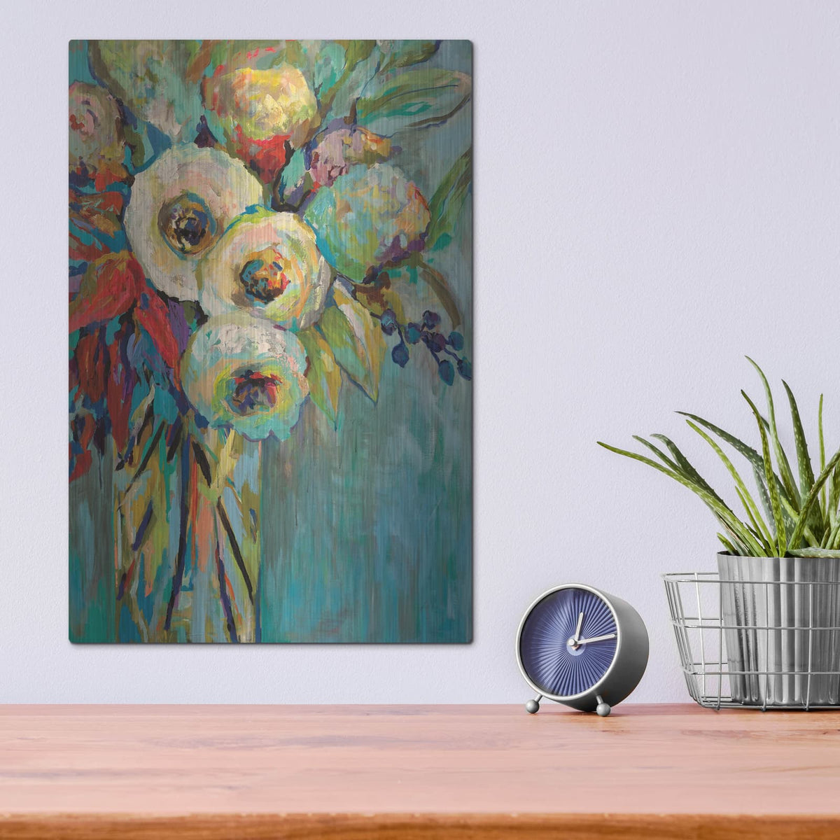 'Mod Floral' by Jeanette Vertentes – Metal Wall Art, 12x16 room view