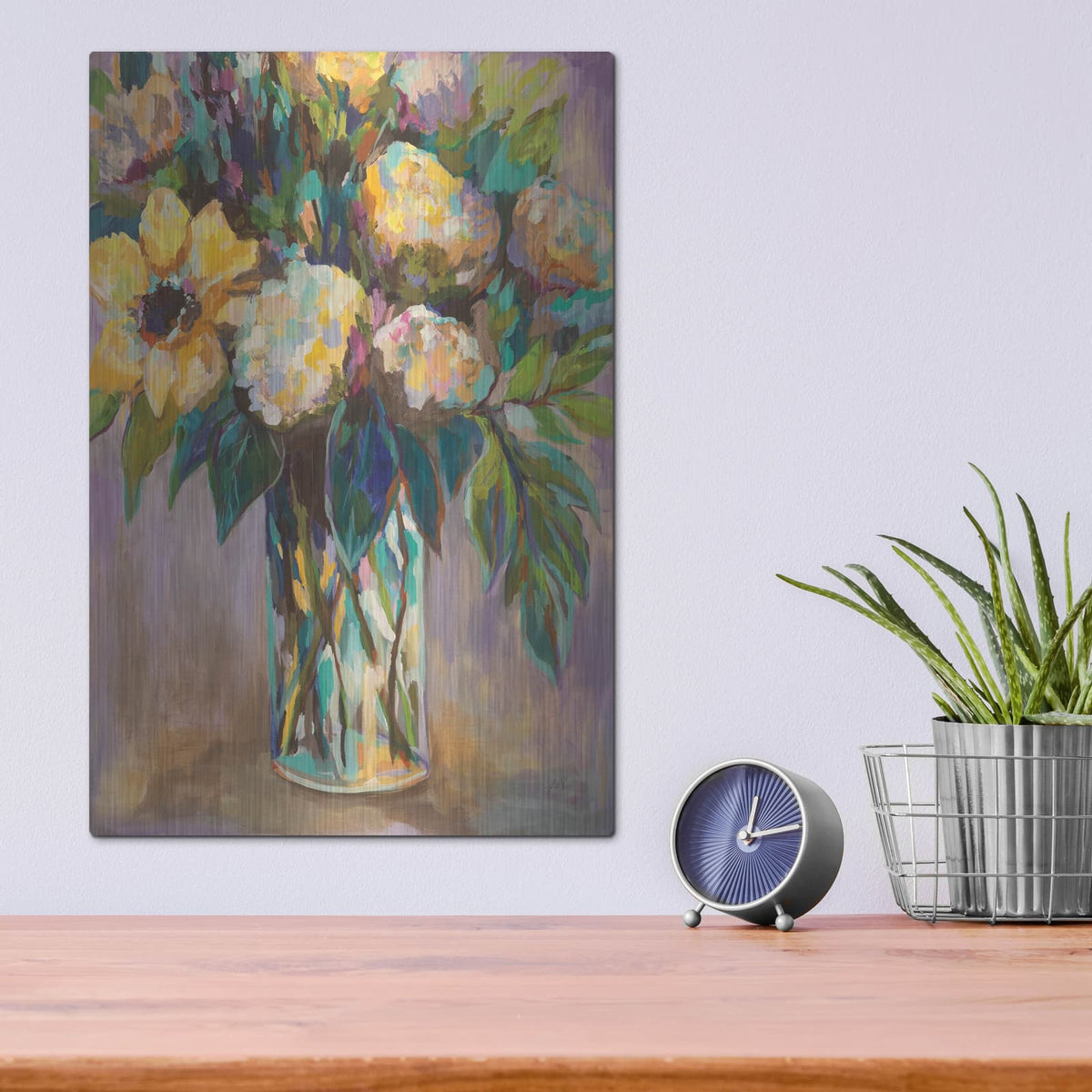 'Summmer Floral' by Jeanette Vertentes – Metal Wall Art, 12x16 room view