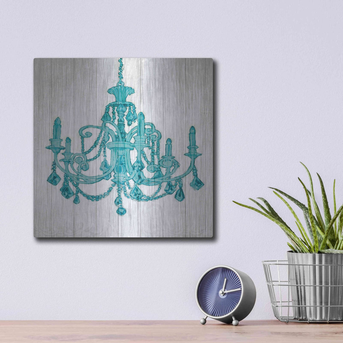 'Luxurious Lights III Turquoise' by James Wiens – Metal Wall Art, 12x12 room view