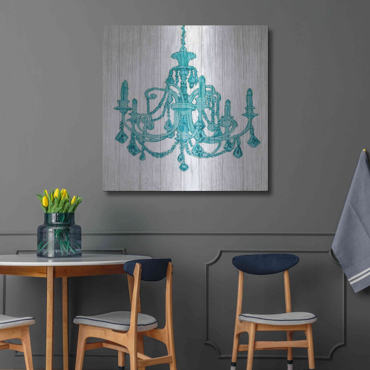 'Luxurious Lights III Turquoise' by James Wiens – Metal Wall Art, 36x36 room view