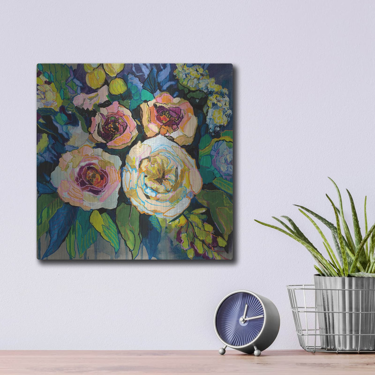 'Peony Garden' by Jeanette Vertentes – Metal Wall Art, 12x12 room view