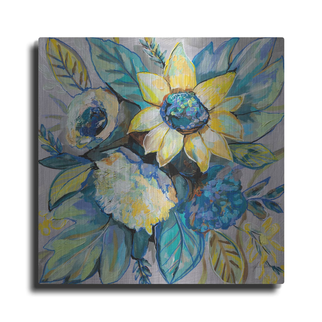 'Sage and Sunflowers I' by Jeanette Vertentes – Metal Wall Art