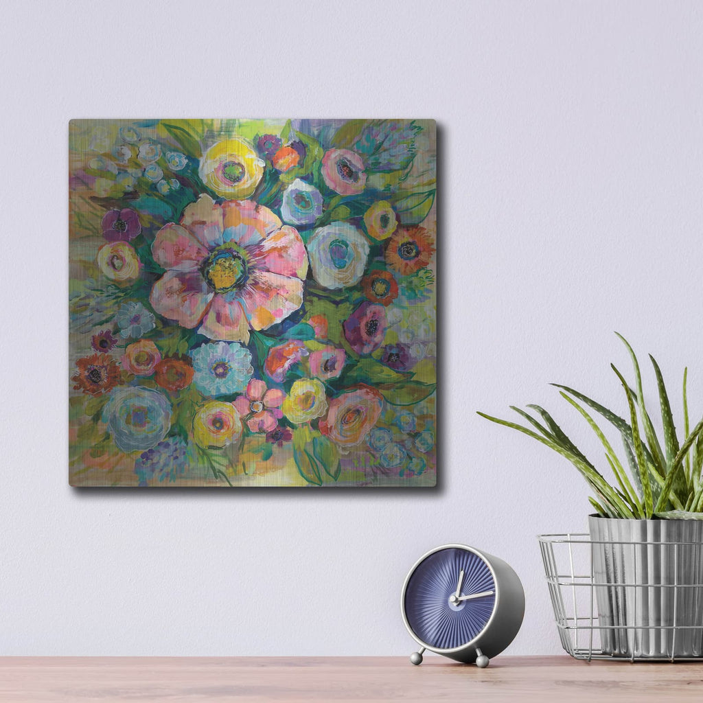 'Floral Fireworks' by Jeanette Vertentes – Metal Wall Art, 12x12 room view
