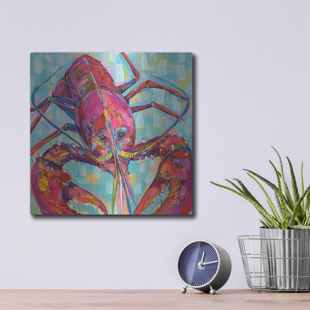 'Lilly Lobster III' by Jeanette Vertentes – Metal Wall Art, 12x12 room view
