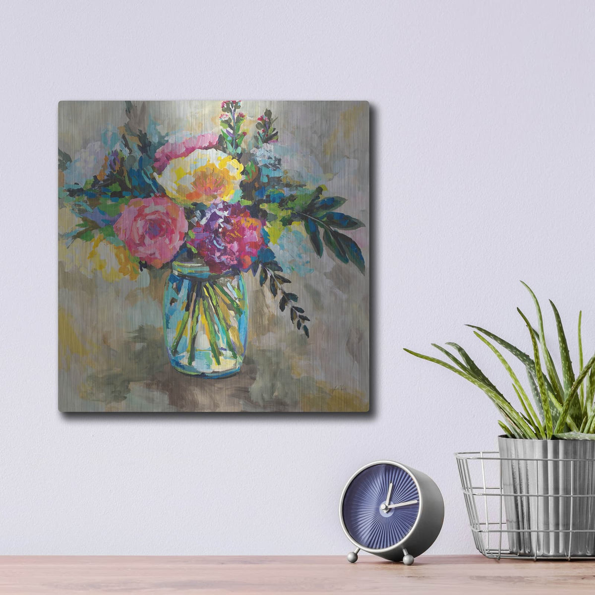 'Masons Bouquet' by Jeanette Vertentes – Metal Wall Art, 12x12 room view