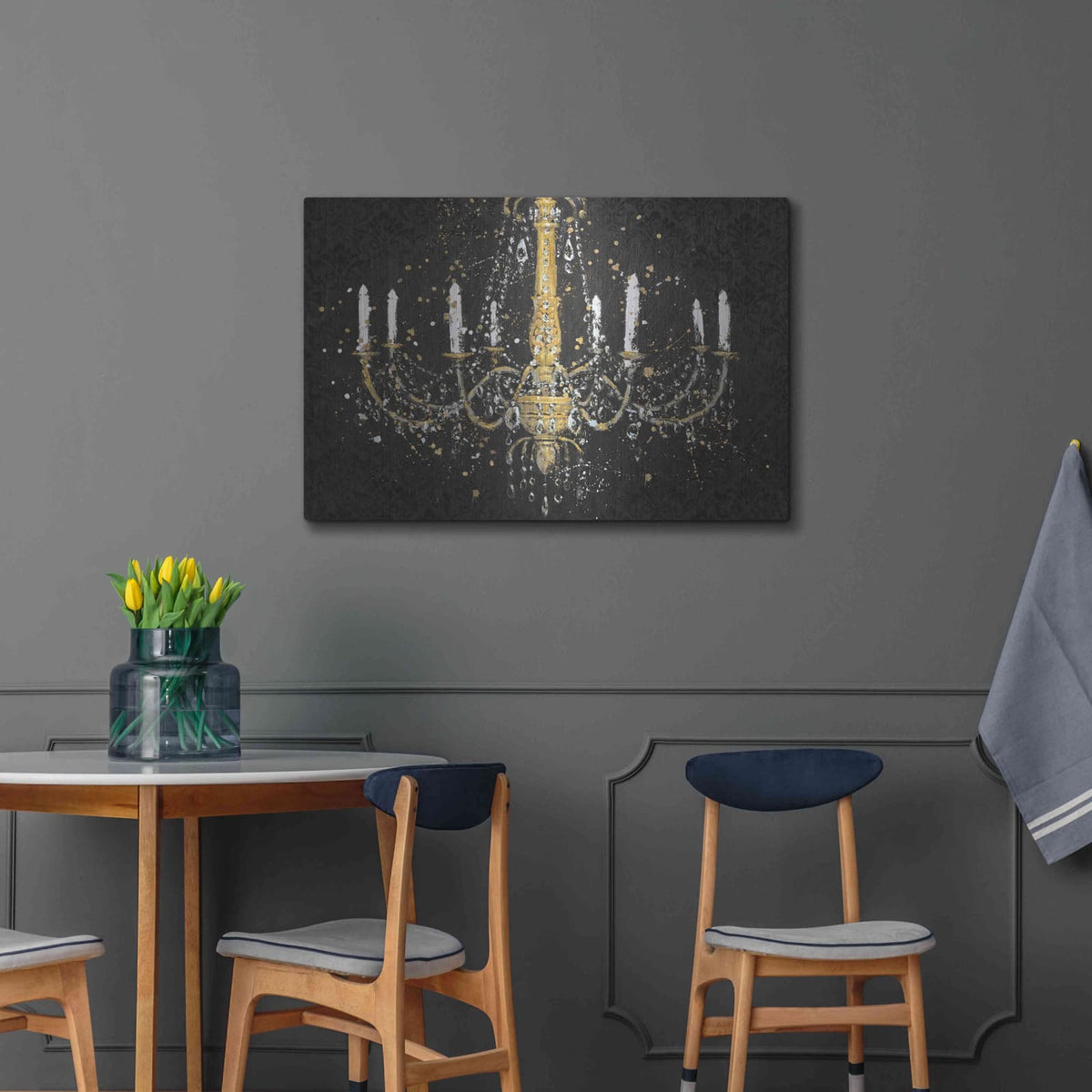 'Grand Chandelier Black I' by James Wiens – Metal Wall Art, 36x24 room view