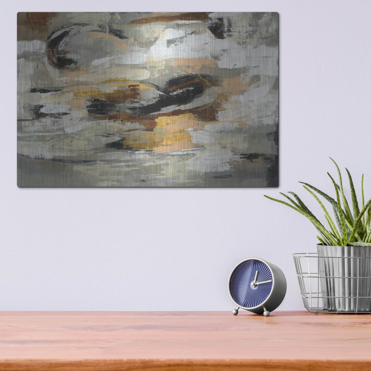 'Neutral Abstract' by Silvia Vassileva – Metal Wall Art, 16x12 room view
