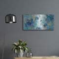 'Blue Flowers Whisper I' by Silvia Vassileva – Metal Wall Art, 24x12 room view
