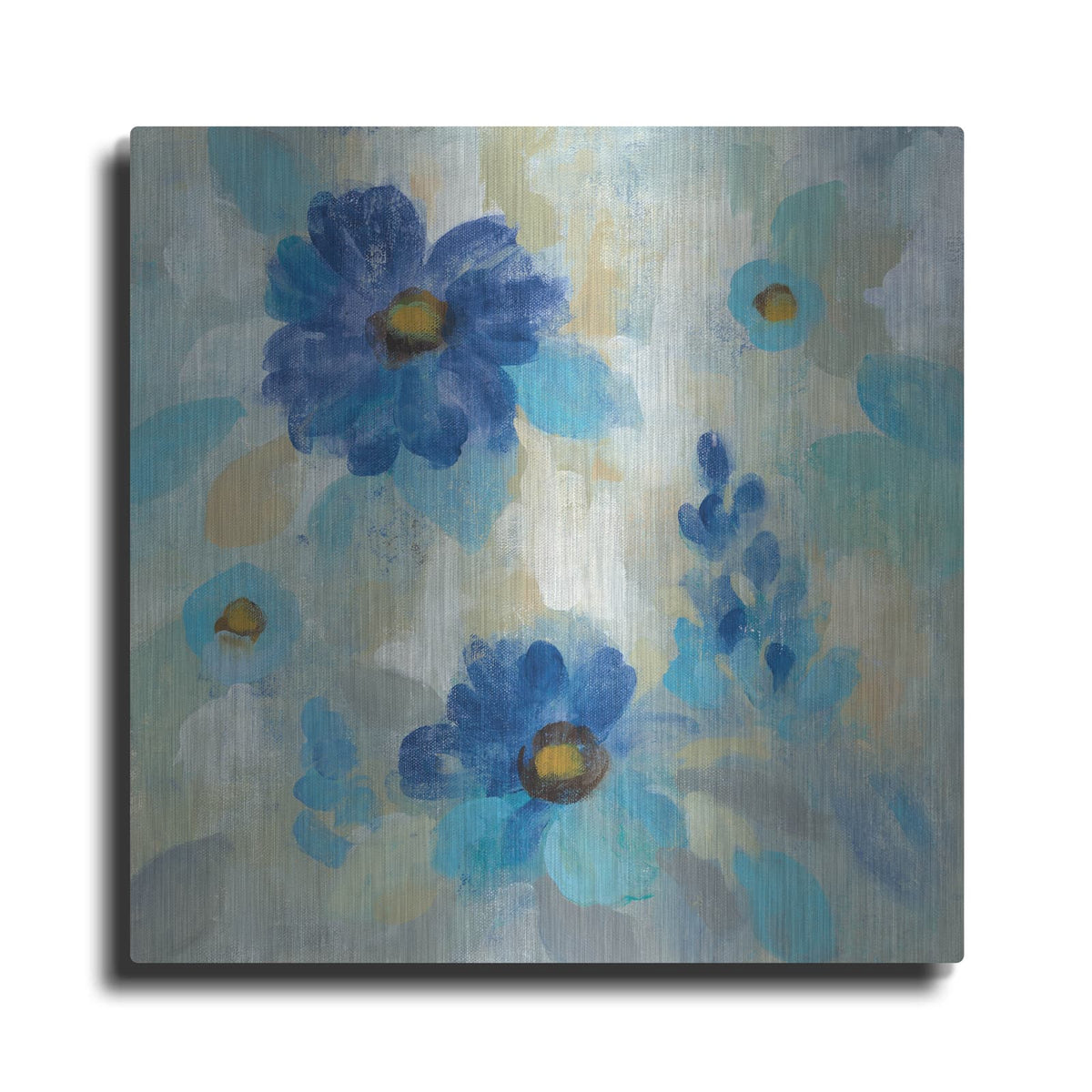 'Blue Flowers Whisper II' by Silvia Vassileva – Metal Wall Art