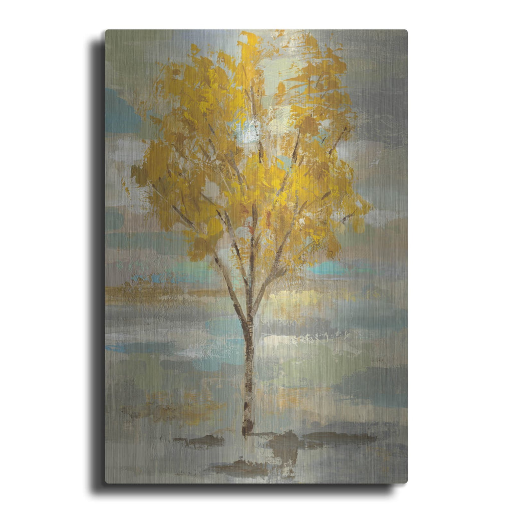'Golden Tree and Fog I' by Silvia Vassileva – Metal Wall Art