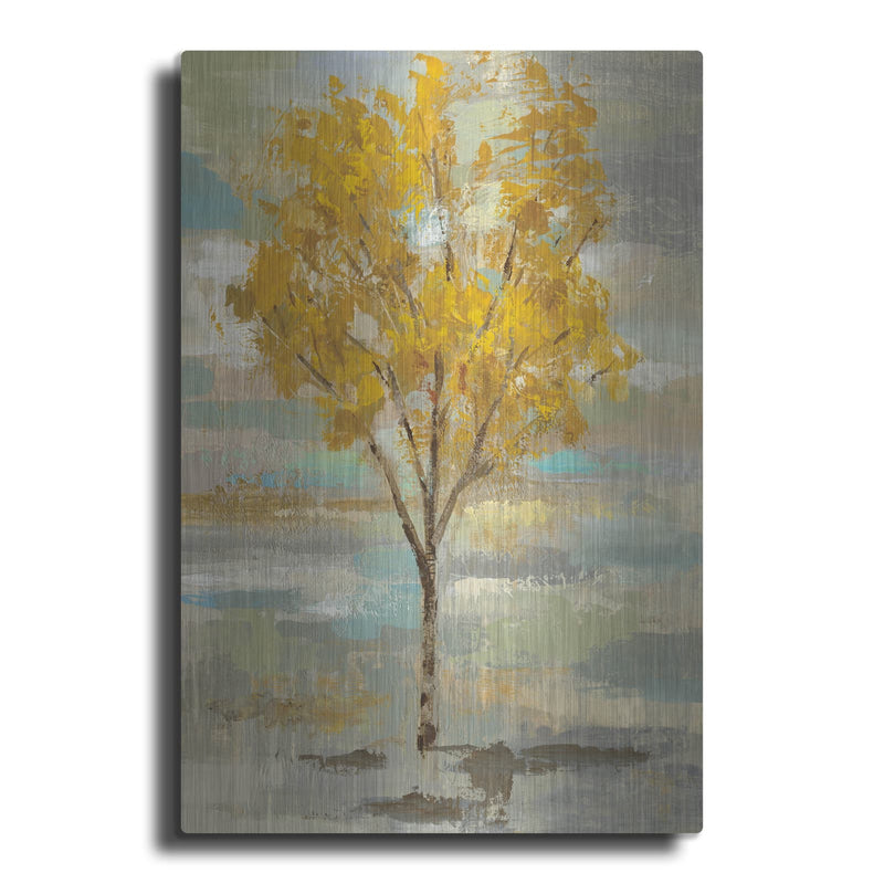'Golden Tree and Fog I' by Silvia Vassileva – Metal Wall Art