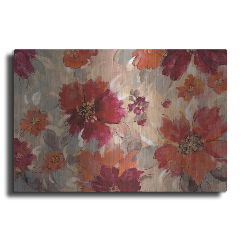 'Magenta and Coral Floral' by Silvia Vassileva – Metal Wall Art
