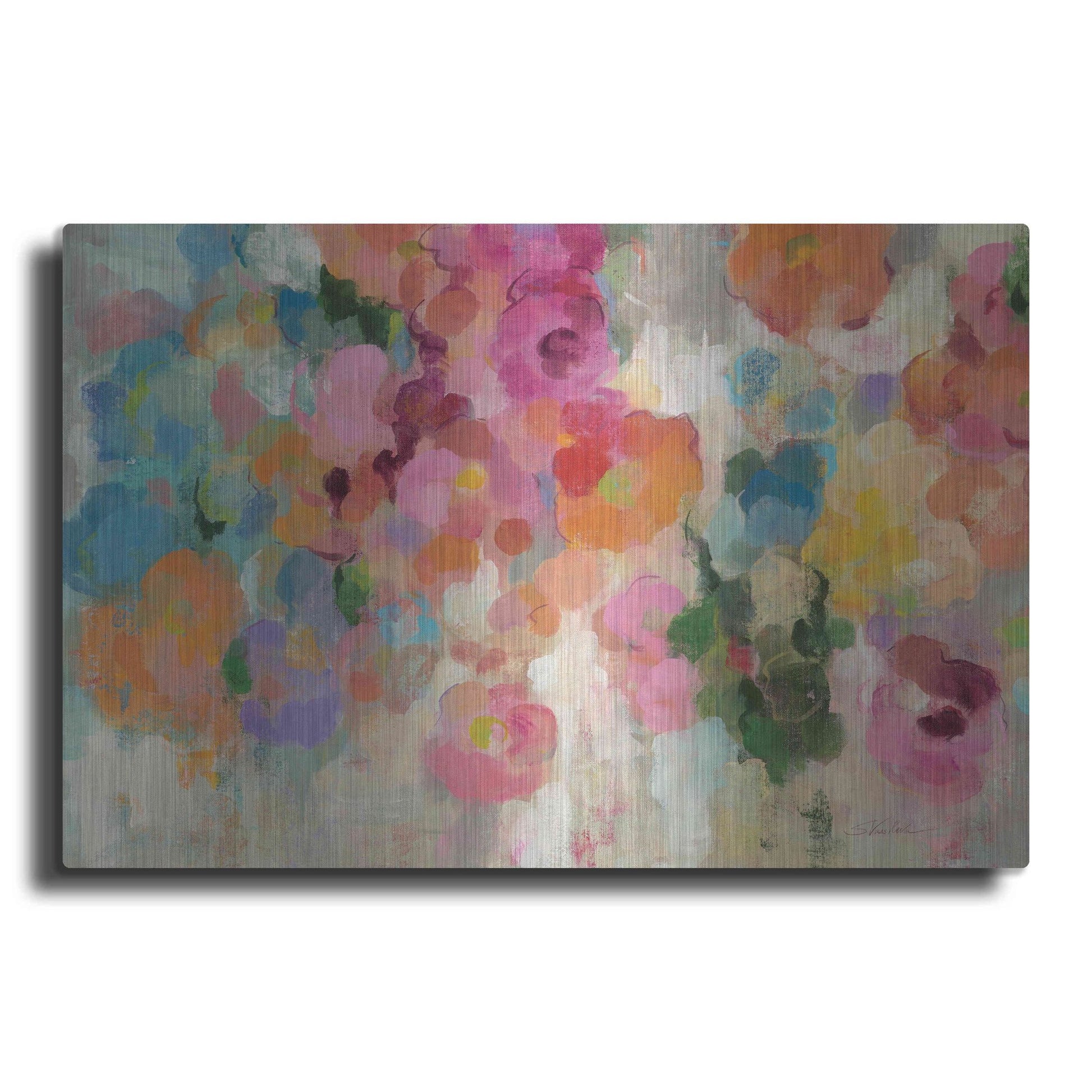 Luxe Metal Art 'Colorful Garden I' by Silvia Vassileva, Metal Wall Art