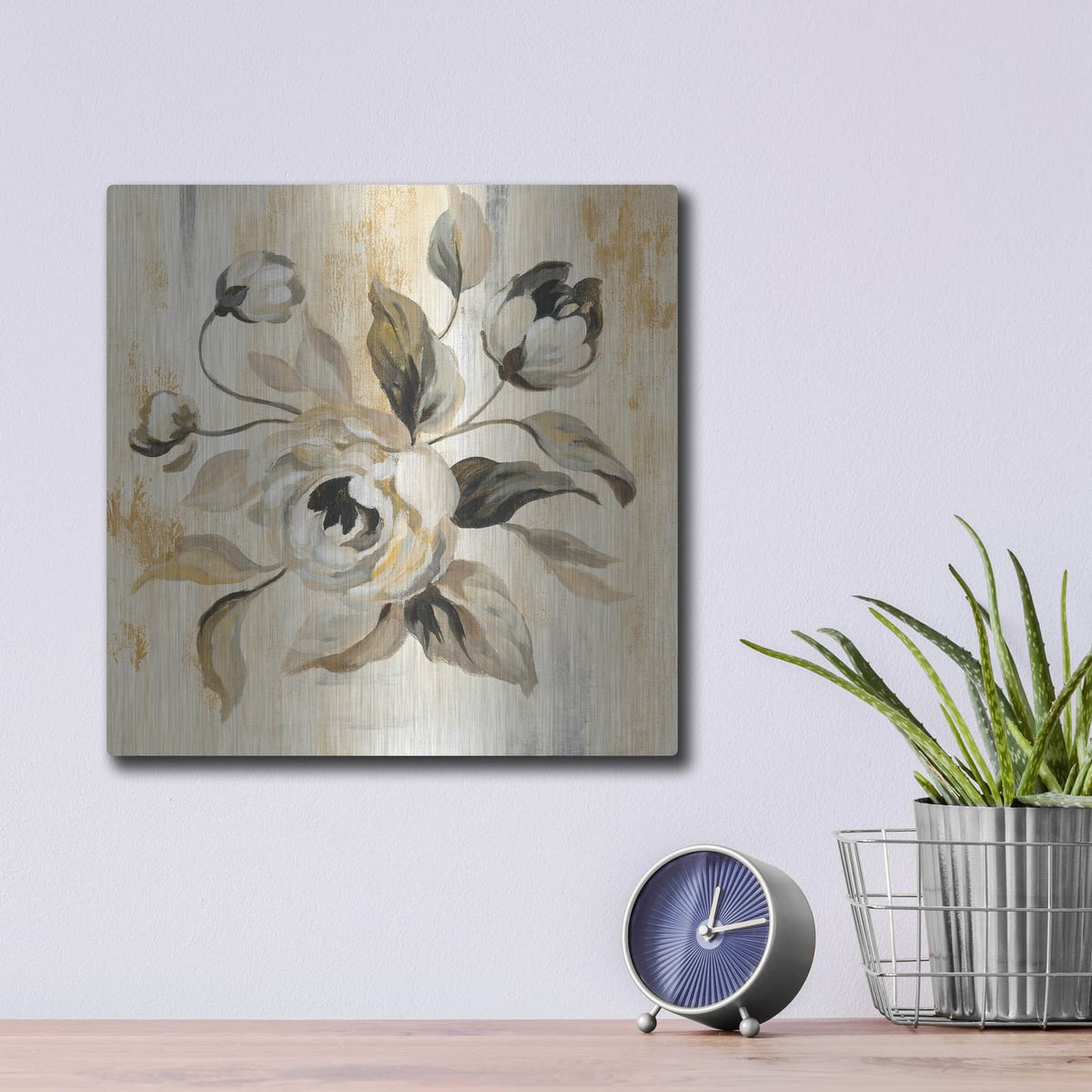 'English Rose II' by Silvia Vassileva – Metal Wall Art, 12x12 room view