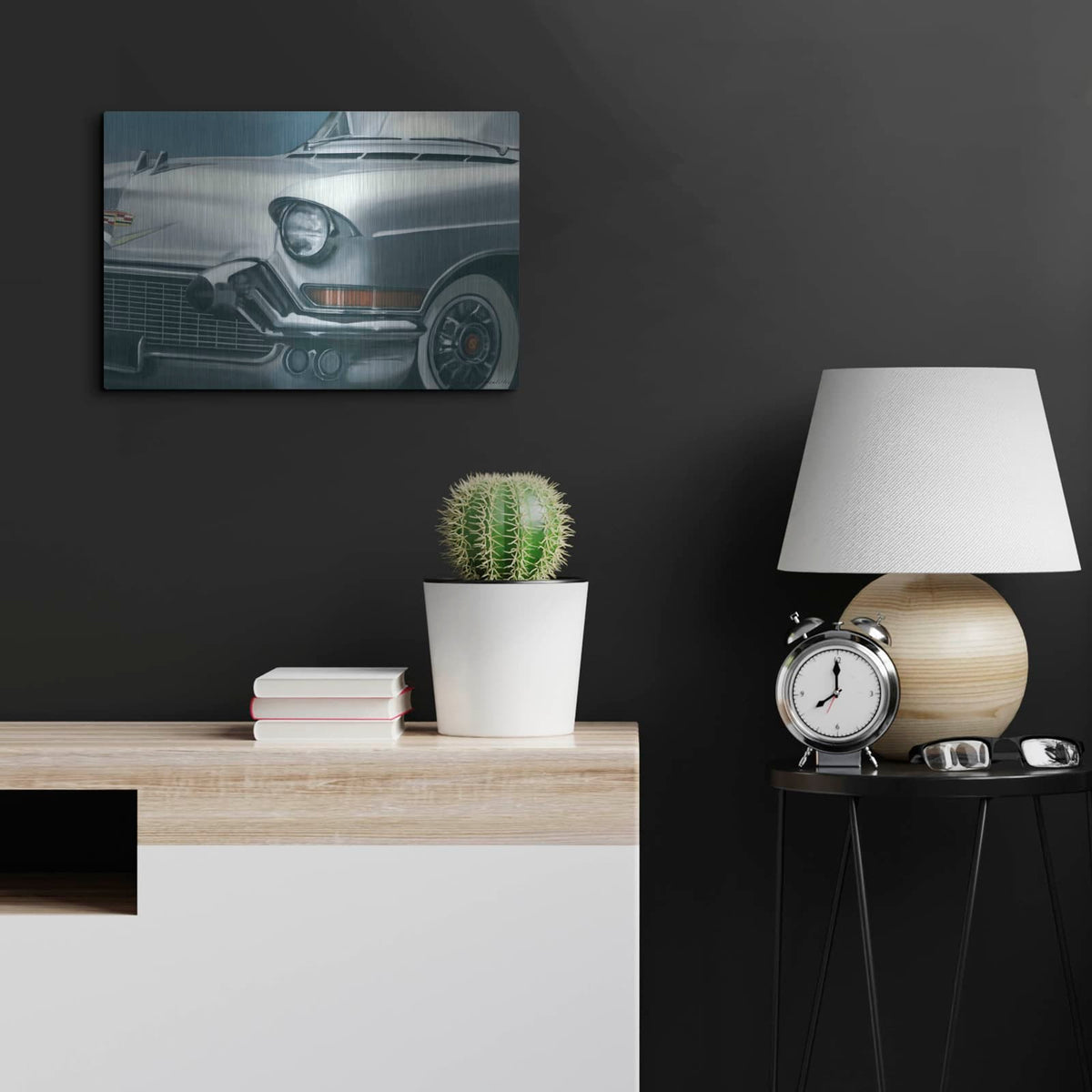 'Vintage Silver Caddy' by Louise Montillio – Metal Wall Art, 24x16 room view