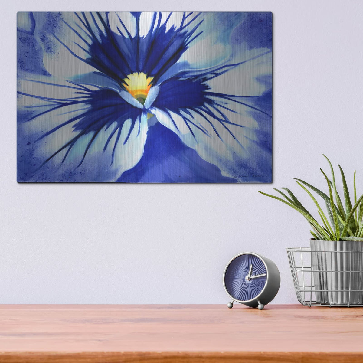 'Pansy Splash' by Louise Montillio – Metal Wall Art, 16x12 room view