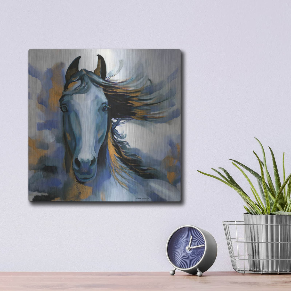'Wild Blues' by Louise Montillio – Metal Wall Art, 12x12 room view