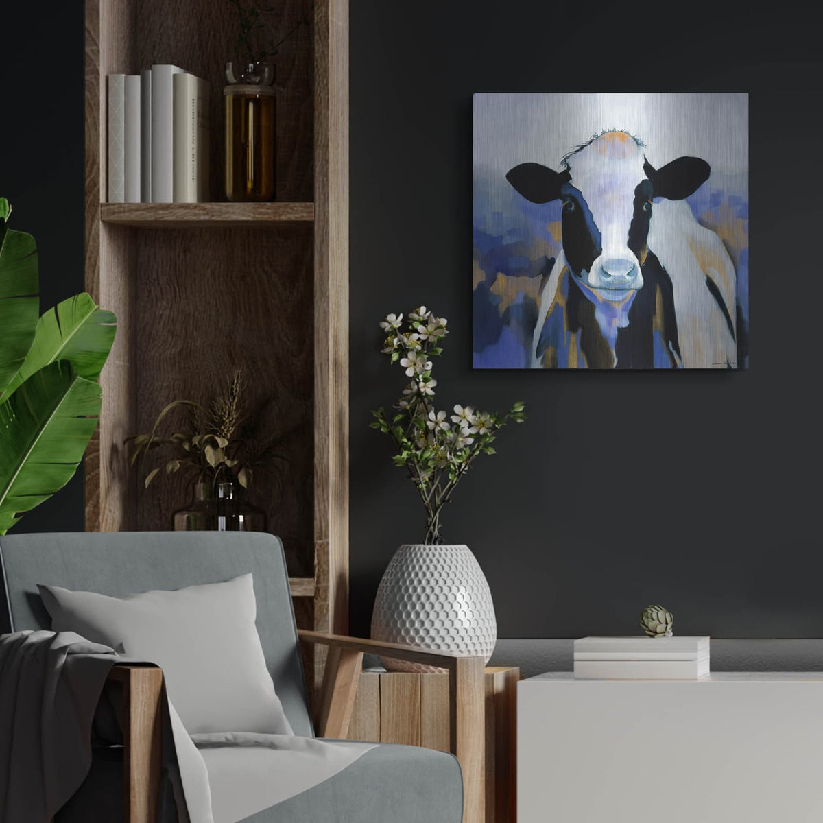 'Wild Blues 2' by Louise Montillio – Metal Wall Art, 24x24 room view