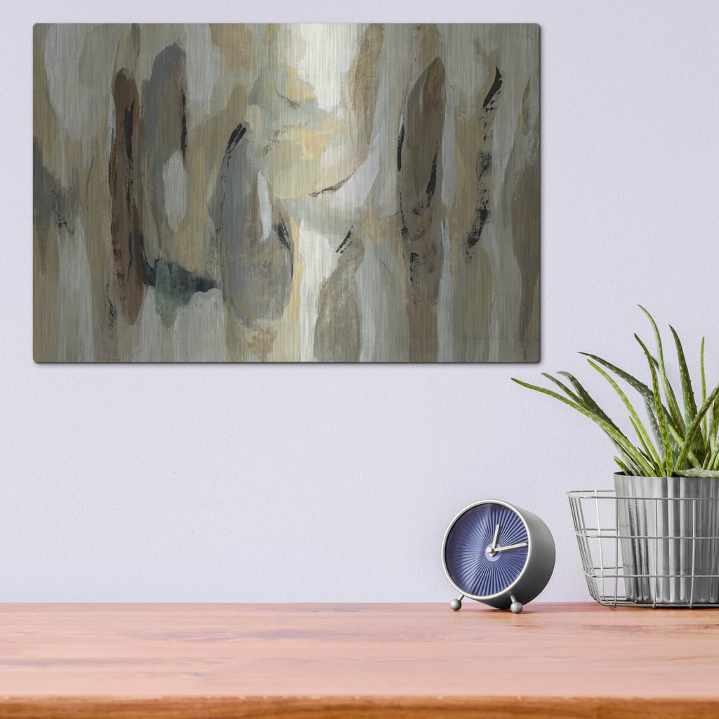 'Fluidity Neutral' by Silvia Vassileva – Metal Wall Art, 16x12 room view