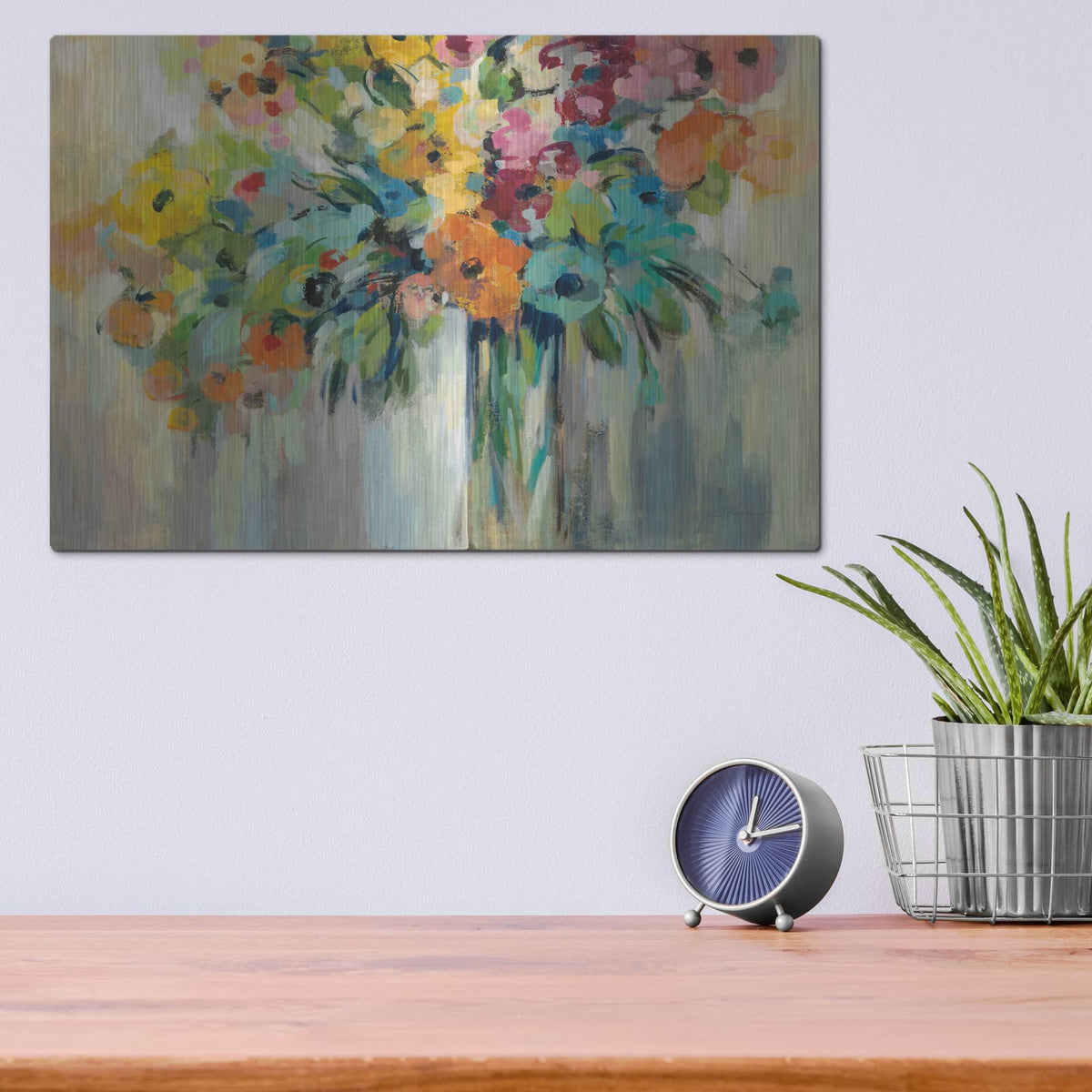 'Cloud of Flowers' by Silvia Vassileva – Metal Wall Art, 16x12 room view