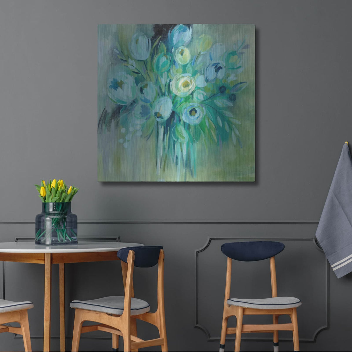 'Aurora Borealis Florals' by Silvia Vassileva – Metal Wall Art, 36x36 room view