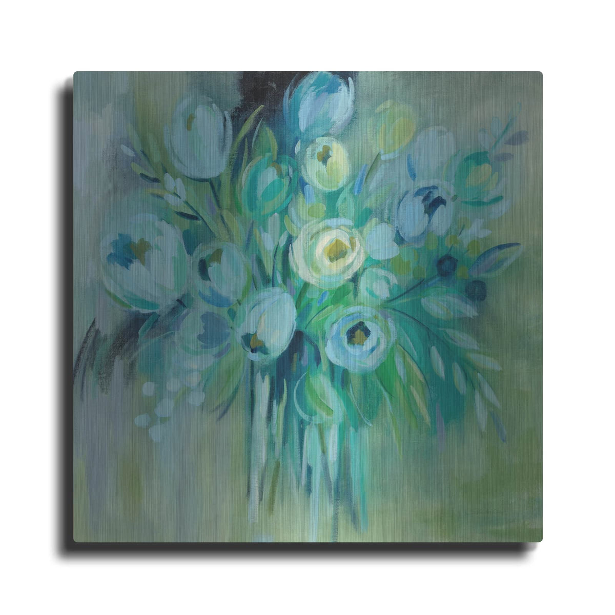 'Aurora Borealis Florals' by Silvia Vassileva – Metal Wall Art