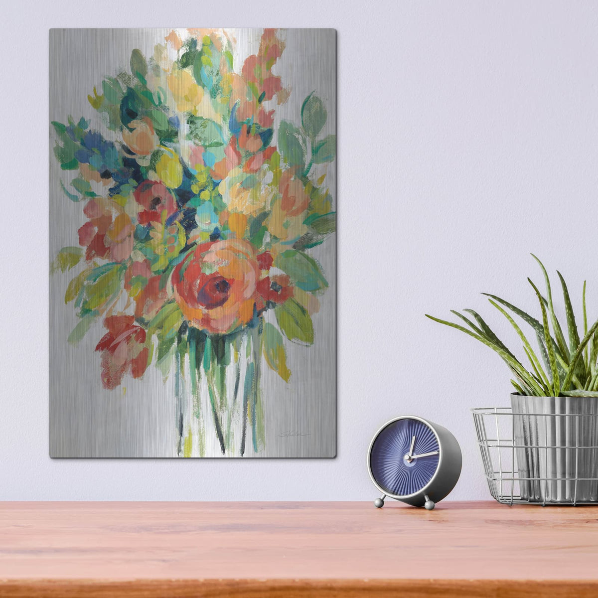 'Earthy Colors Bouquet I White' by Silvia Vassileva – Metal Wall Art, 12x16 room view