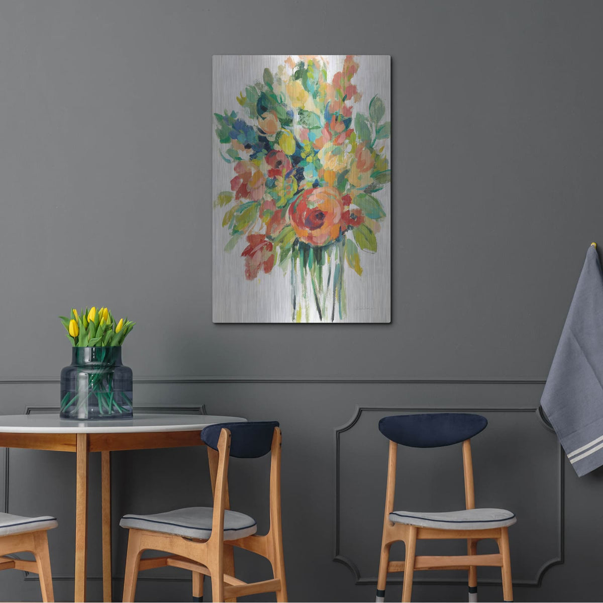 'Earthy Colors Bouquet I White' by Silvia Vassileva – Metal Wall Art, 24x36 room view