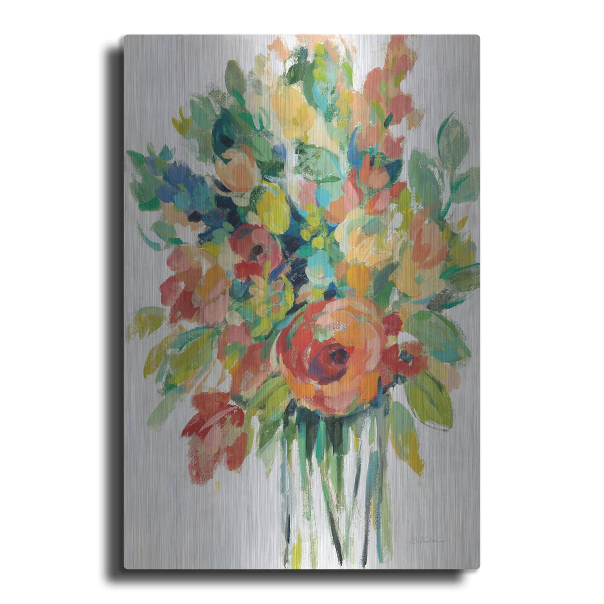 'Earthy Colors Bouquet I White' by Silvia Vassileva – Metal Wall Art
