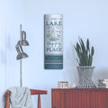 'Lakeside Retreat Happy Place' by Silvia Vassileva – Metal Wall Art, 12x36 room view