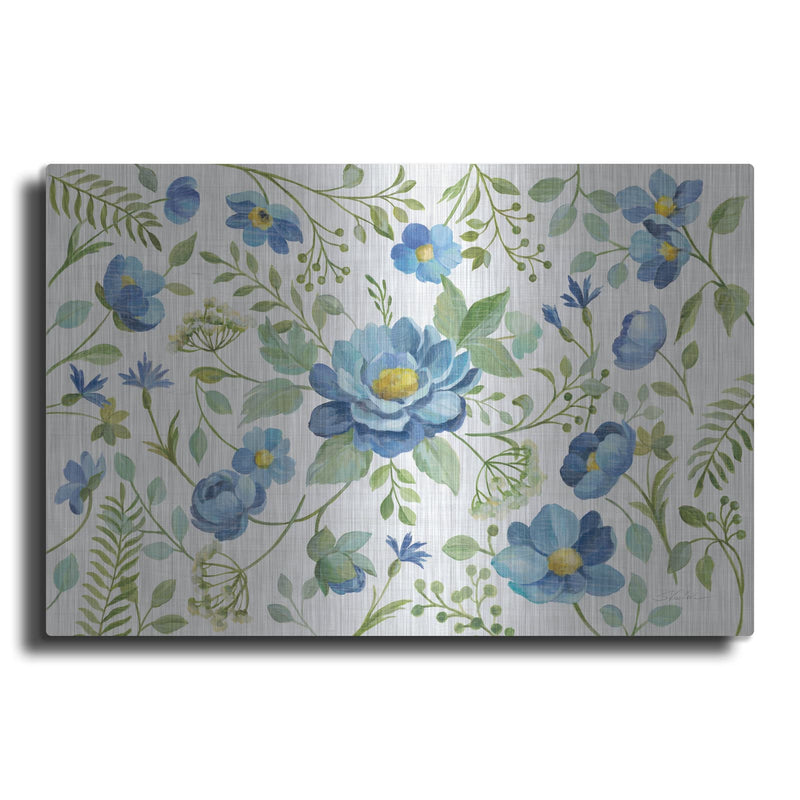 'Botanical Blue I' by Silvia Vassileva – Metal Wall Art