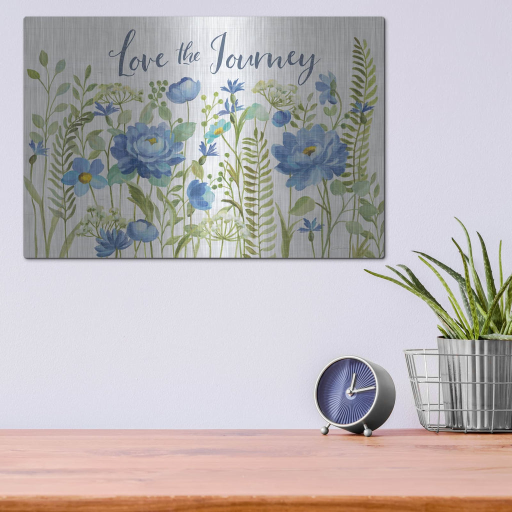 'Botanical Blue II' by Silvia Vassileva – Metal Wall Art, 16x12 room view