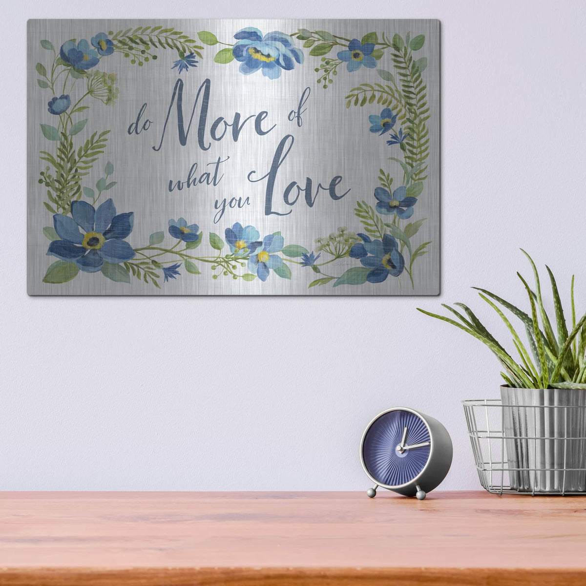 'Botanical Blue III' by Silvia Vassileva – Metal Wall Art, 16x12 room view