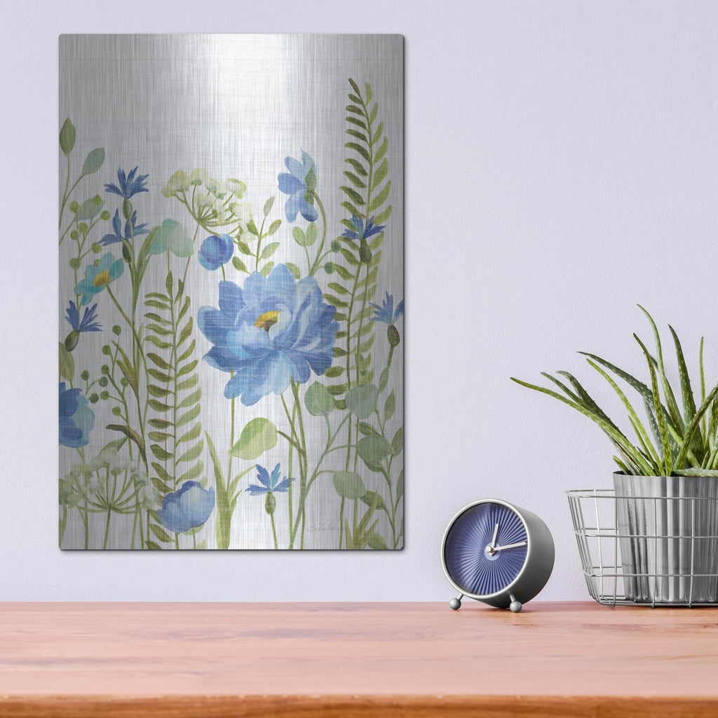 'Botanical Blue VIII' by Silvia Vassileva – Metal Wall Art, 12x16 room view