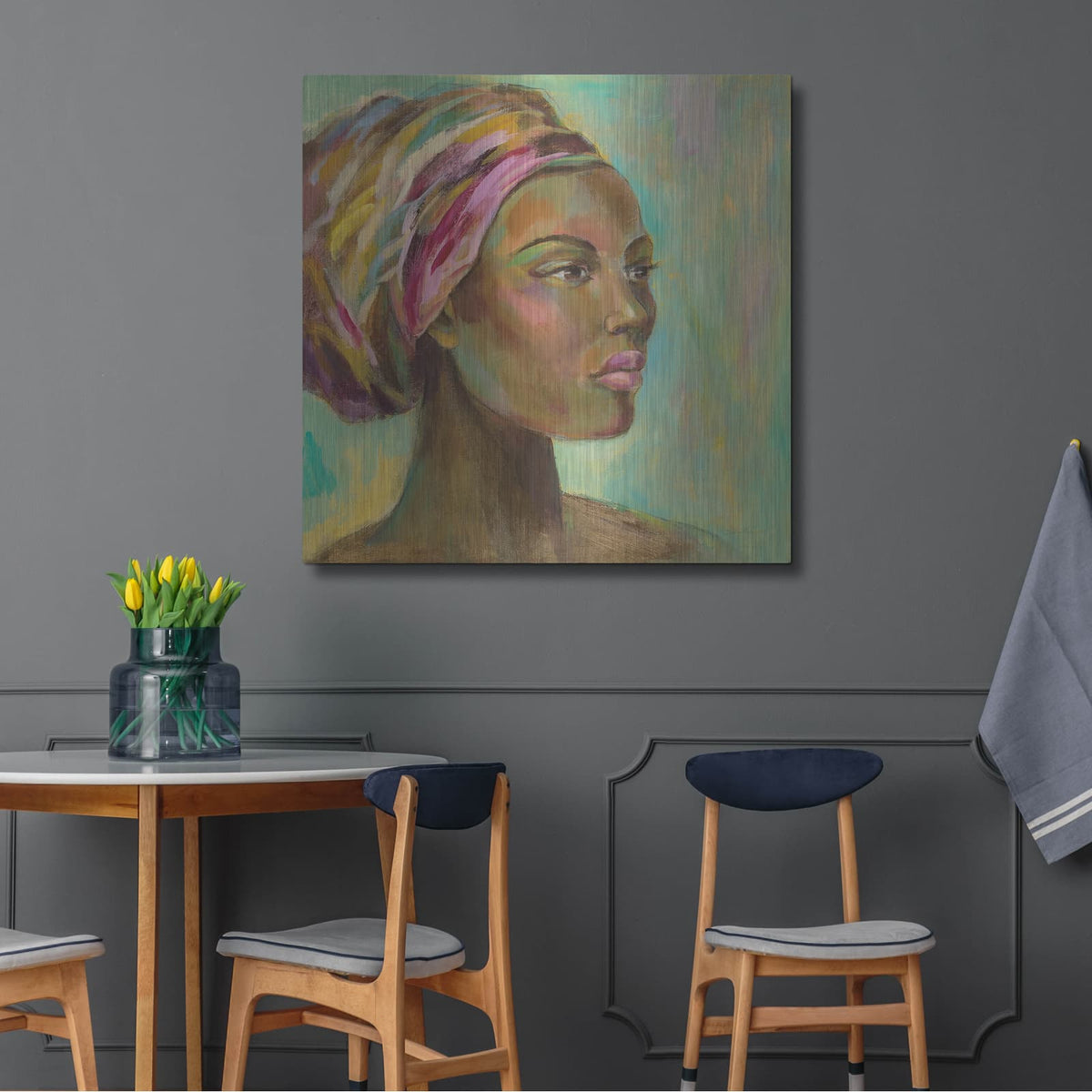 'African Woman I' by Silvia Vassileva – Metal Wall Art, 36x36 room view
