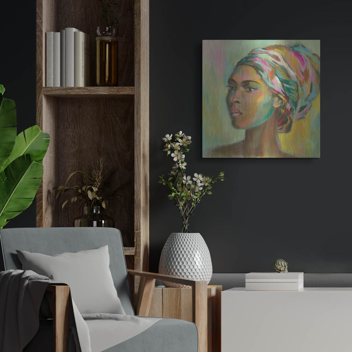 'African Woman II' by Silvia Vassileva – Metal Wall Art, 24x24 room view