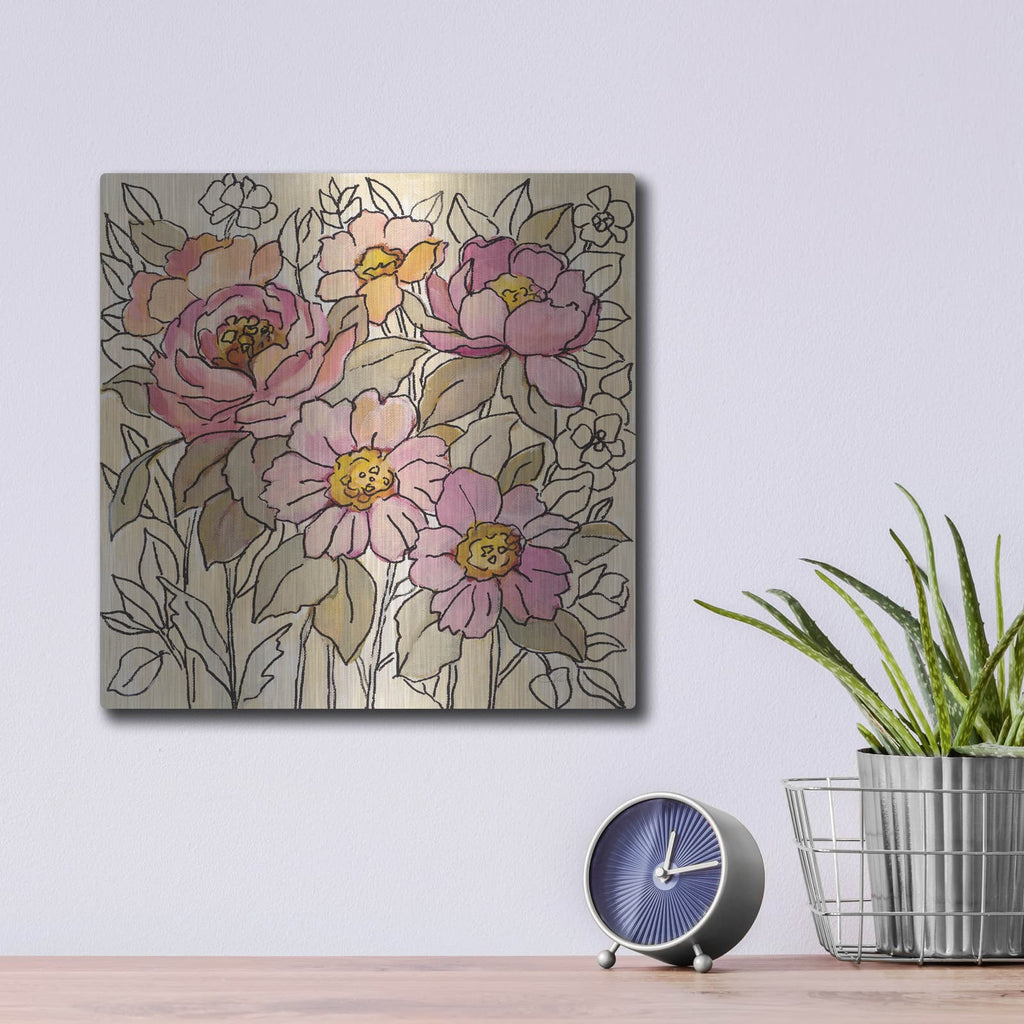 'Spring Lace Floral I' by Silvia Vassileva – Metal Wall Art, 12x12 room view