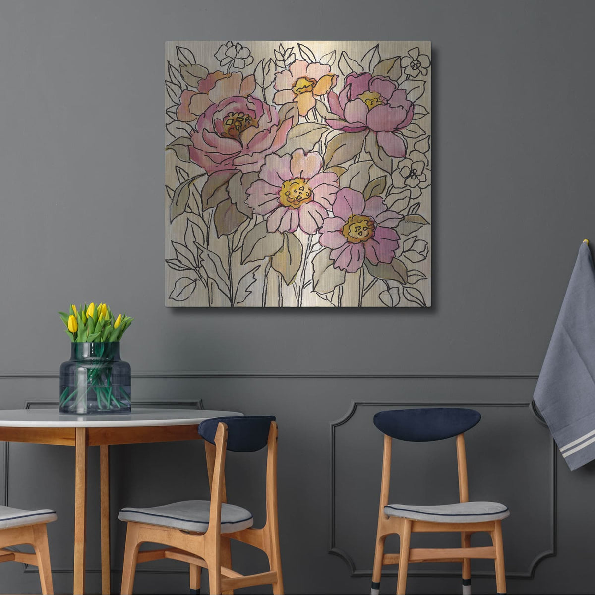 'Spring Lace Floral I' by Silvia Vassileva – Metal Wall Art, 36x36 room view