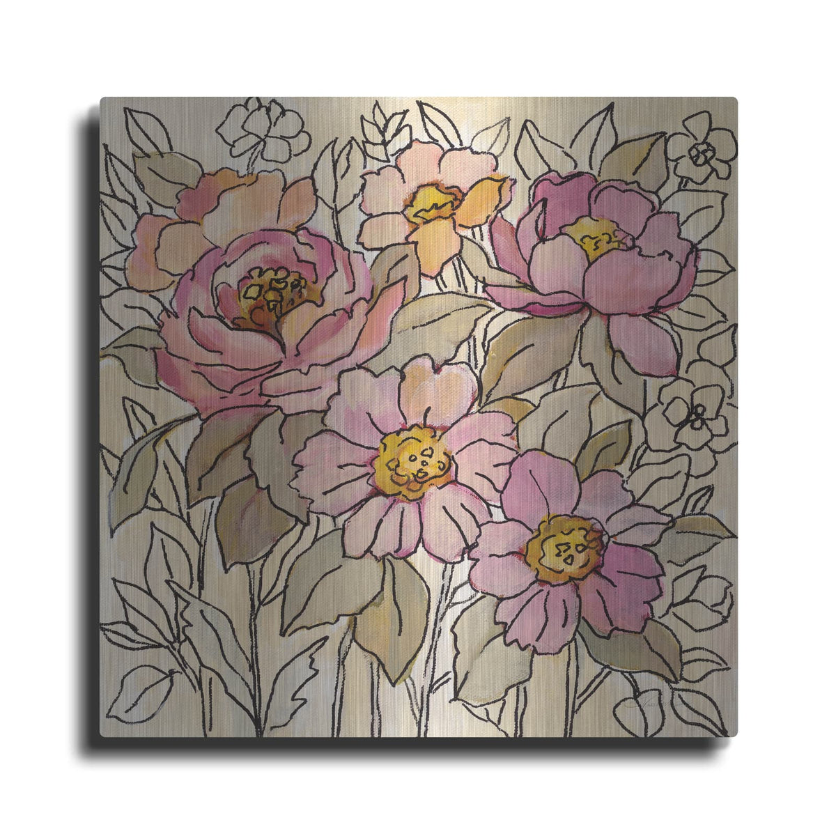 'Spring Lace Floral I' by Silvia Vassileva – Metal Wall Art