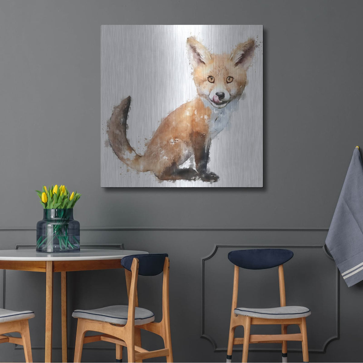 'Foxy Good' by Kim Curinga – Metal Wall Art, 36x36 room view