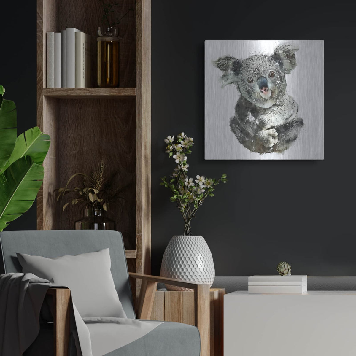 'Koala Cuddle' by Kim Curinga – Metal Wall Art, 24x24 room view