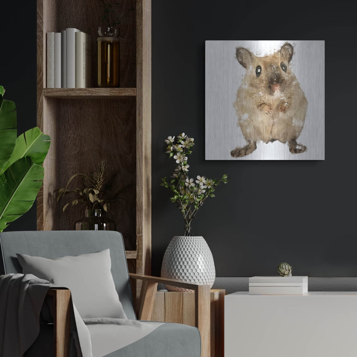 'Curious Mouse' by Kim Curinga – Metal Wall Art, 24x24 room view