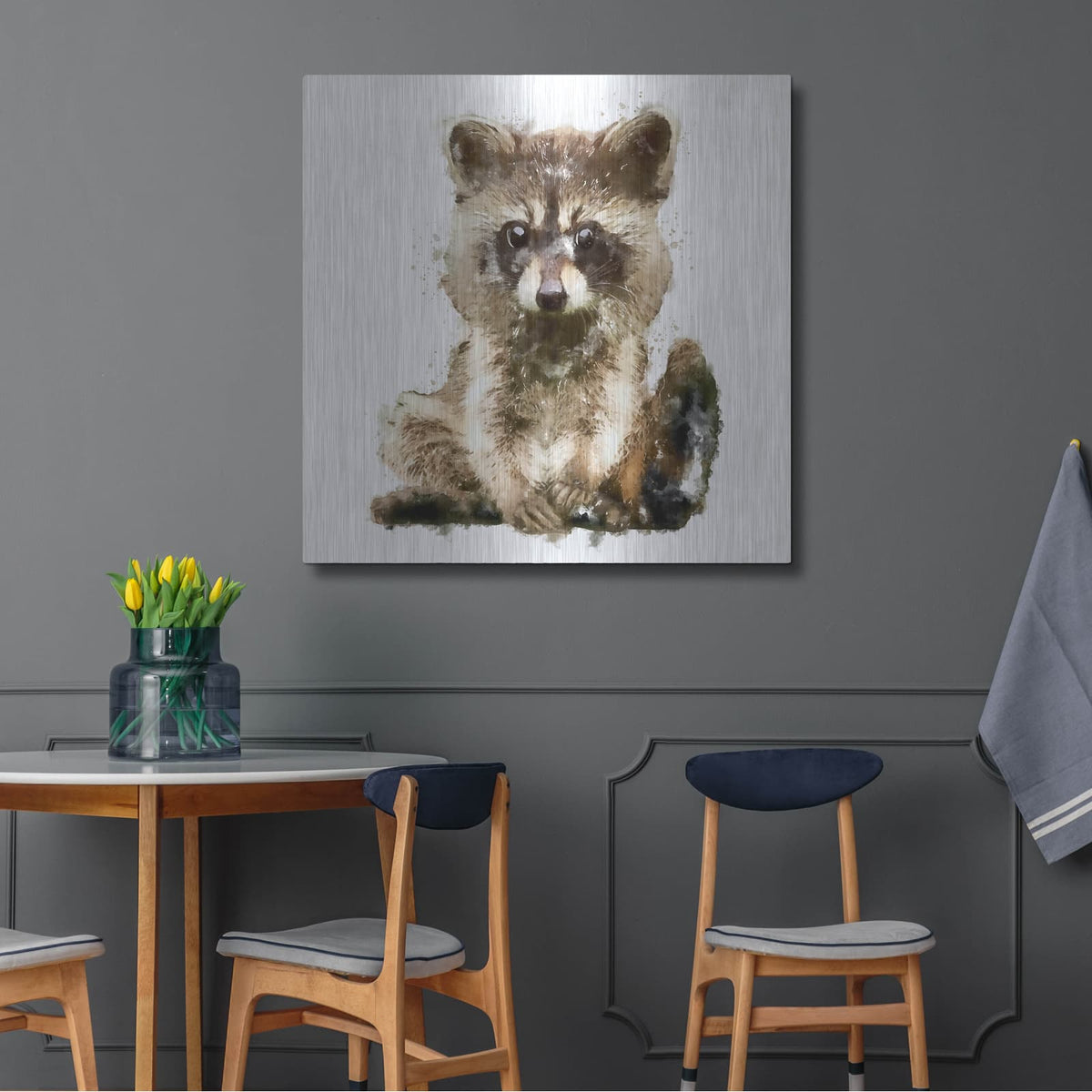 'Ricky Racoon' by Kim Curinga – Metal Wall Art, 36x36 room view
