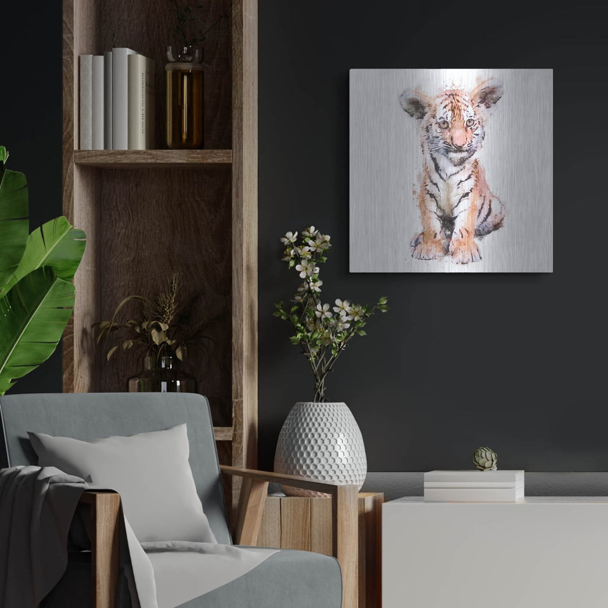 'Tigger Baby' by Kim Curinga – Metal Wall Art, 24x24 room view