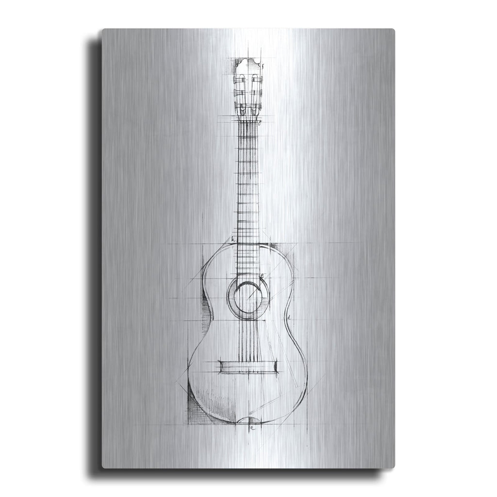 'Guitar Sketch' by Ethan Harper – Metal Wall Art