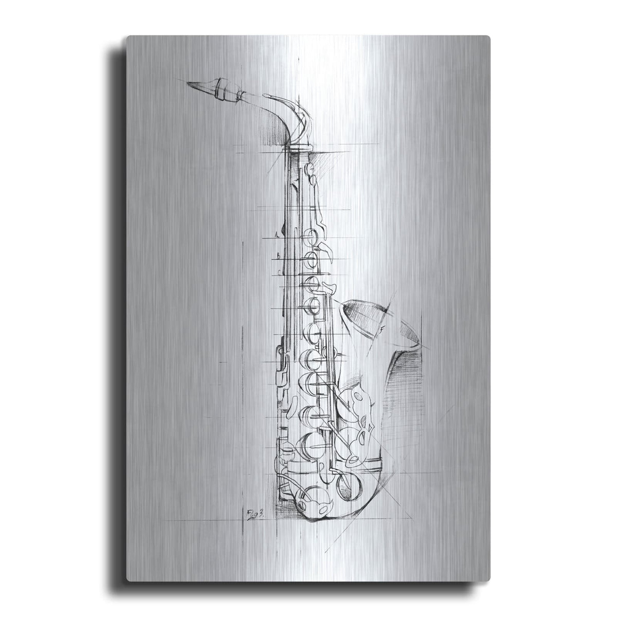 'Saxophone Sketch' by Ethan Harper – Metal Wall Art