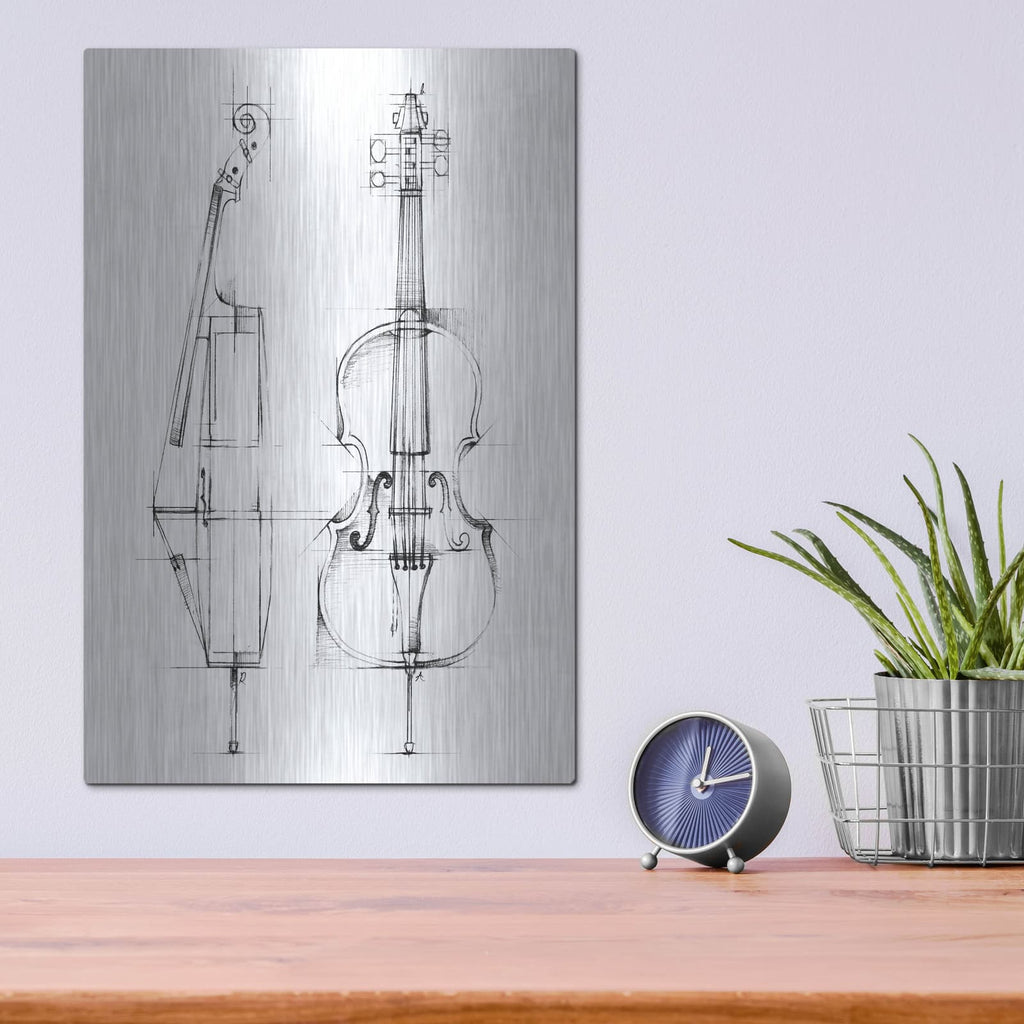 'Cello Sketch' by Ethan Harper – Metal Wall Art, 12x16 room view
